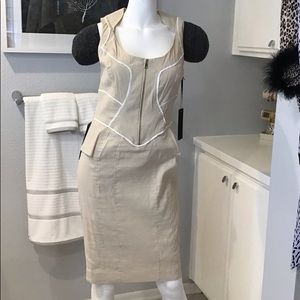 Bebe stretch linen peplum dress NWT